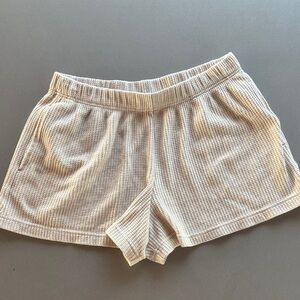 Zine Clothing Cream Waffle-Knit Athletic Lounge Shorts